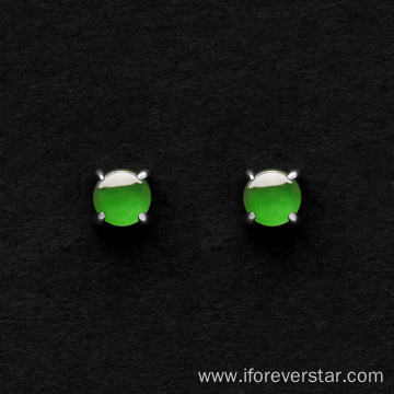 Double C-shaped jadeite stud earrings